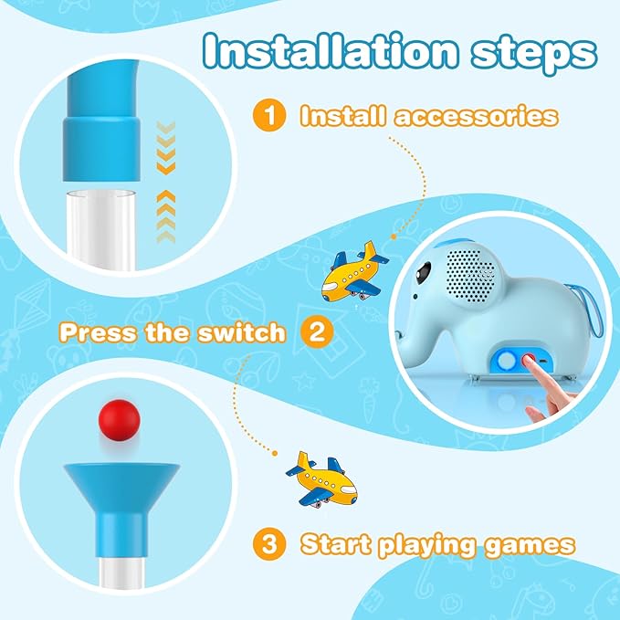 STEM Air-Powered Building Toys for Kids Ages 3 4 5 6 7 8+– Educational Air Tubes Toy& Turbine Set with 30 Foam Balls – Rechargeable Construction Kit for Boys & Girls – Fun Science Gift for Teens