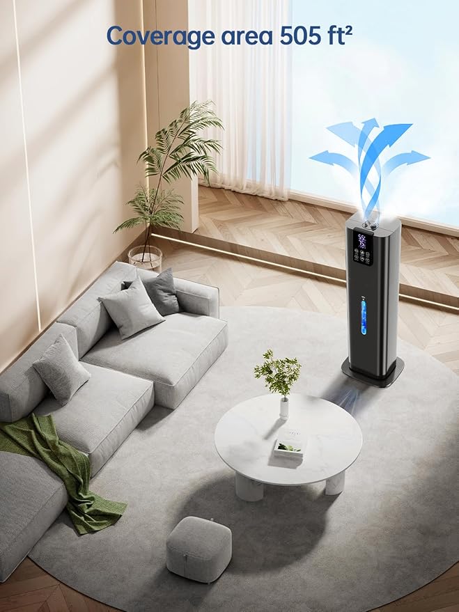 8L Smart Humidifier for Large Room Bedroom, Cover up to 505ft², Easy Top Fill, Remote & APP Control, Aroma Box, RGB Light, Last 48 Hours Suitable for Indoor Plant, Office, Home