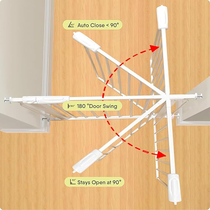 Extra Wide Baby Gate 48-53 Inch, Tension Mounted No Drilling, Pressure Mounted Indoor Safety Gate for Stairs & Doorways - Metal Design for Kids and Pets, White