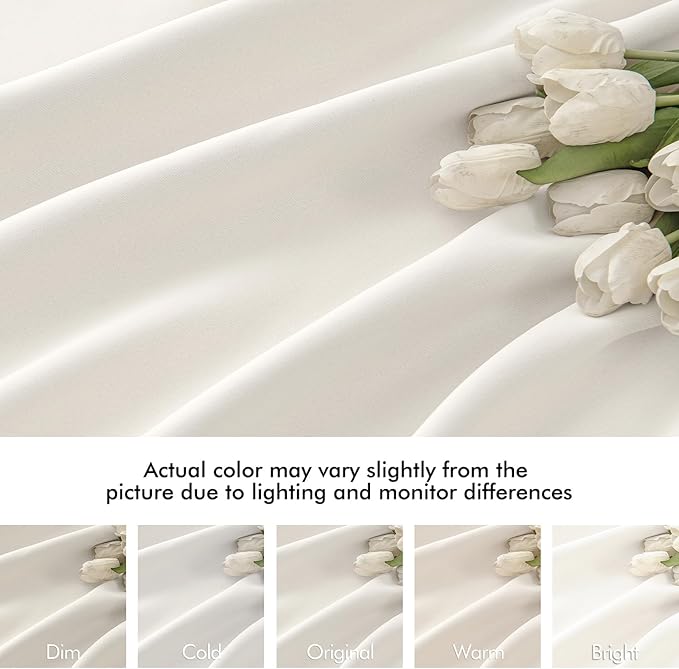 MIULEE Ivory Back Tab Blackout Curtains 108 Inch Long 2 Panels Set for Bedroom, Rod Pocket/Pinch Pleat Extra Long Thermal Insulated Living Room Darkening Pleated Light Blocking Drapes