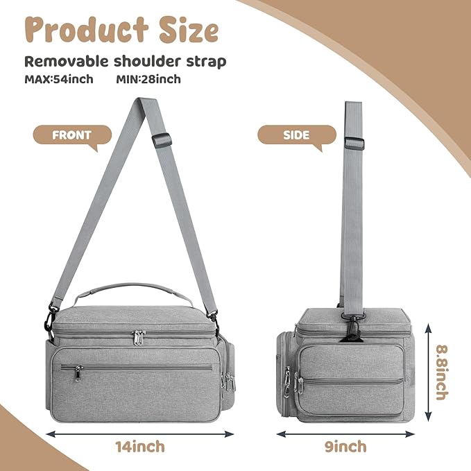 Breast Pump Bag for Spectra S1 S2 with Waterproof Mat, Breast Milk Cooler Bag for Pump Essentials, Pumping Bags for Working Mom Travel Camping, Grey