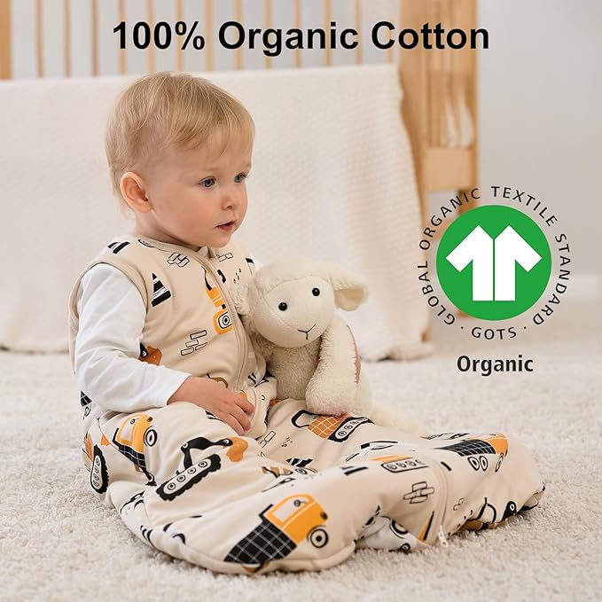 Yoofoss Baby Sleep Sack 12-18 Months, 1.5 Tog Baby Wearable Blanket with 2-Way Zipper, 100% Cotton Organic Fabric Winter Infant Sleeping Sack, Warm Soft Comfy