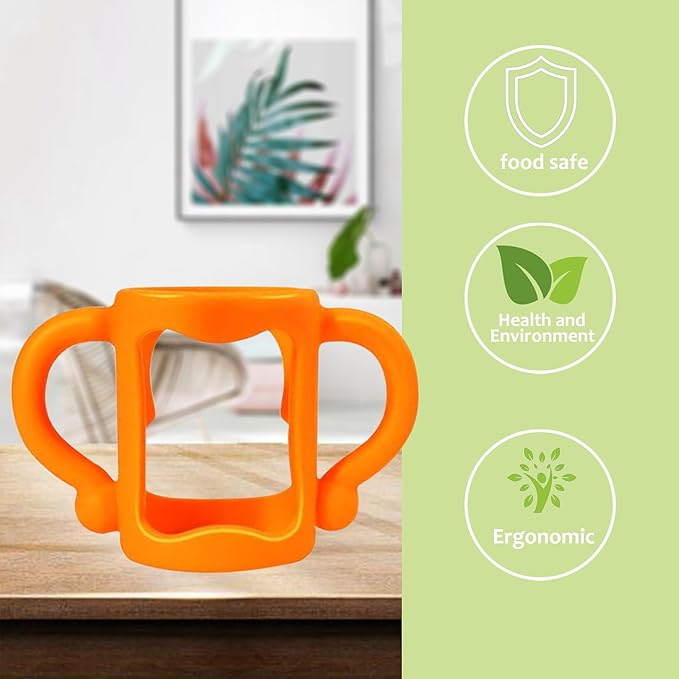 RTMOK Bottle Handles for Dr. Brown's Narrow Baby, Wide-Neck, Removable Easy-Grip Transitional Sippy Cup Handles, 100% Silicone-BPA-Free Material, 4m+ (Blue+Green+Yellow)