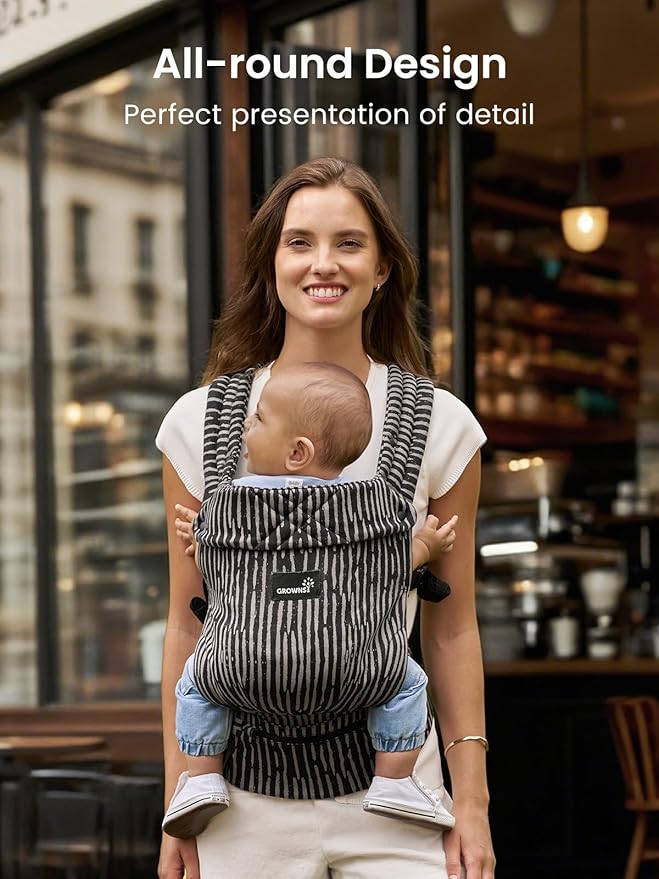 GROWNSY Baby Carrier Newborn to Toddler, Ergonomic Baby Toddler Carrier Wraps with Head Support, Easy to Wear, Infant Carrier Baby Gift, Travel and Hiking Friendly, for 7 to 44 lb (Flow-Stripe)