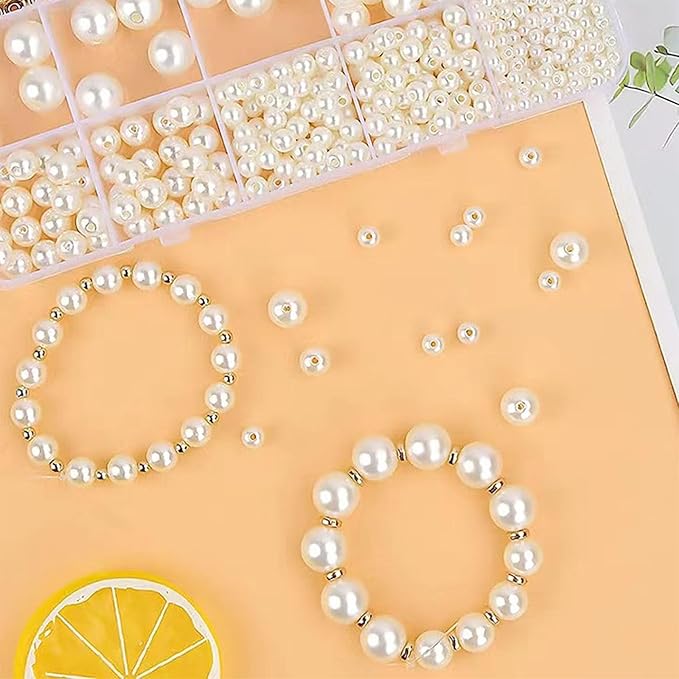 1000Pcs Pearl Beads for Bracelets Making, Pearl Beads for Jewelry Making for Adults, Silver Bracelet Beads DIY Kit, Silver Spacer Beads for Bracelets, Women Friendship Bracelet Making Kit (Silvery)