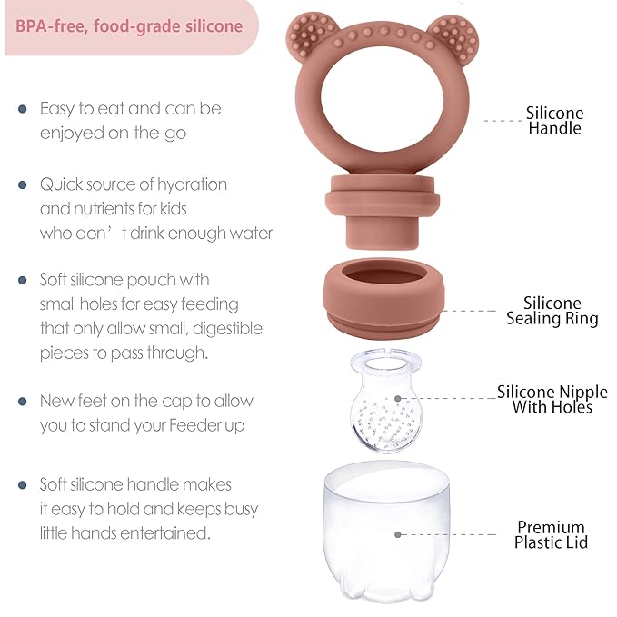 Baby Food Storage Containers & Teething Toys Set - Silicone Feeder Tray for Babies 3-18 Months, Breastmilk Popsicle Molds, Pacifier Holder