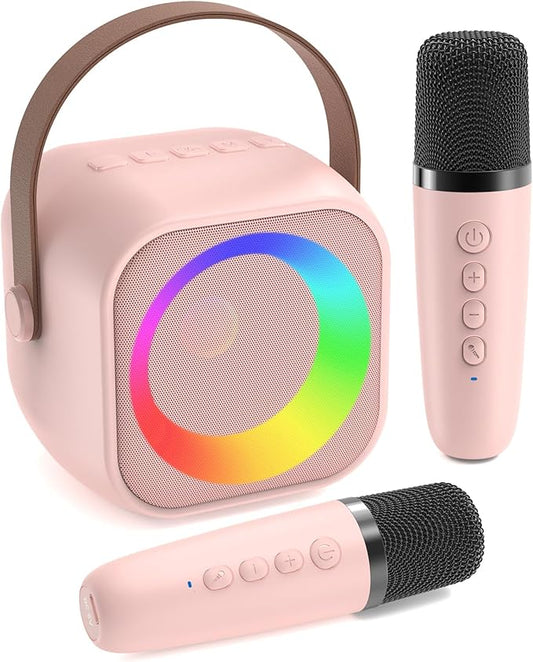 Karaoke Machine for Kids, Toys for 3-12 Years Old Girls Gifts, Kids Karaoke Microphone Machine Toy, Best Fun Christmas Birthday Gifts for 5 6 7 8 9 10 11 Years Teens Girl Boys Pink 2 Mic