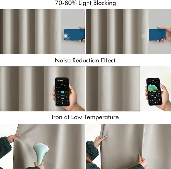 MIULEE Stone Back Tab Blackout Curtains 84 Inch Length 2 Panels Set for Living Room Bedroom Privacy, Rod Pocket/Pinch Pleat Thermal Insulated Room Darkening Pleated Light Blocking Drapes