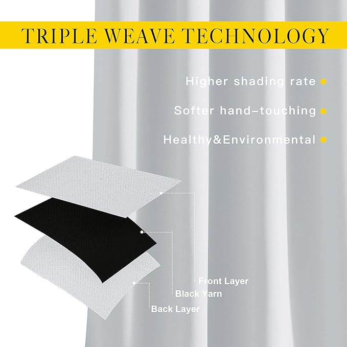 NICETOWN Greyish White Kitchen Curtains 36 inches Long, Window Treatments Thermal Insulated Grommet Room Darkening for Bedroom, 2 Panels, W52 x L36