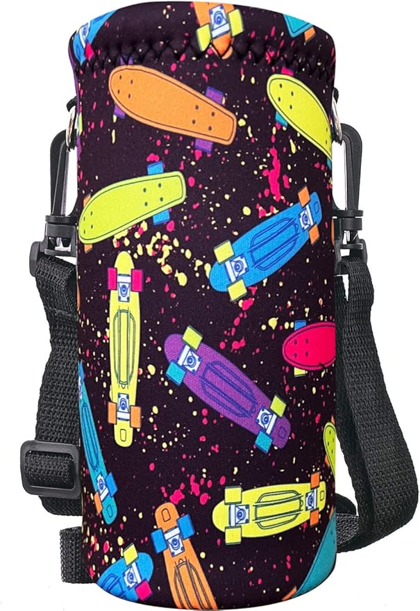 Neoprene Water Bottle Carrier Bag with Adjustable Shoulder Strap for Men Women Walking Hiking,Portable Insulated Holder Case for Stainless Steel/Glass/Plastic Bottles