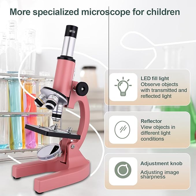 Microscope for Kids 40X-2000X with LED supplemental Light, Slides and specimens, Microscope for Kids 8-12 for School Labs and homeschooling.