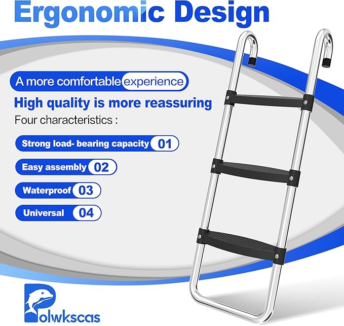 Universal Trampoline Ladder Slide kit, 3 Steps Wide Step for Trampoline, Trampoline Accessories Slide with Buffer Section for Children Kids