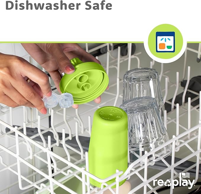 Re-Play Sippy Cups for Toddlers - 10 Oz. Reusable Spill Proof Cups for Kids, Dishwasher/Microwave Safe - Made in USA - Set of 6-3.13" x 6.25" - Crayon Box