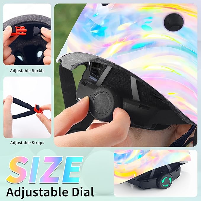 Adjustable Kids Bike Helmet with Knee & Elbow Pads Set, Color Gradient Design for Boys and Girls Aged 3-14+, for Skateboarding, Scooter, Roller & Inline Skating, Longboard