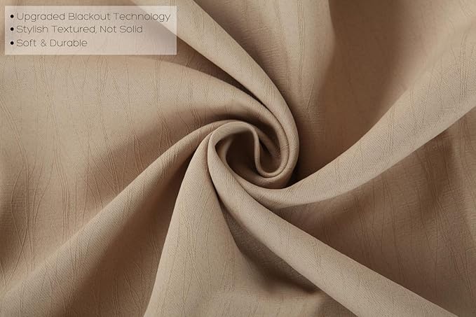 MIUCO Room Darkening Curtains Textured Grommet Thermal Insulated Blackout Curtains for Bedroom Set of 2 52x95 Inch Taupe