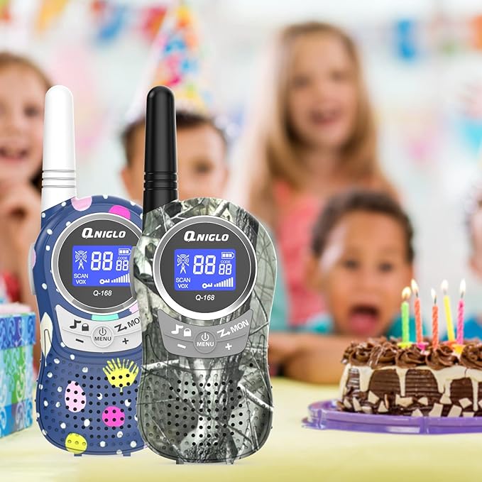 QNIGLO Camping Walkie Talkies for Kids Rechargeable, Camo Kids Walkie Talkies for Boys Girls fit Outdoor Adventure Game Spy Gear Hiking, Army Police Toys for 3 4 5 6-12 Year Old