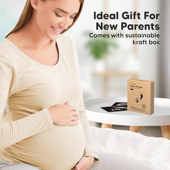 4-Pack Inkless Baby Hand and Footprint Kit - Mess Free Ink Pad for Newborn Keepsake, Dog Nose & Paw Print Kit, Clean Touch Ink Pad for Baby Hand & Footprints, Ideal New Mom Gifts (Jet Black, L)