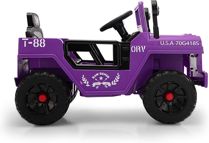 TOBBI 12V Kids Electric Ride On Car Toy, Children Battery Powered Truck to Drive, Motorized Vehicles for Toddlers 3-6 with with Off-Road Wheels/Suspension/Horn/LED Lights-Purple