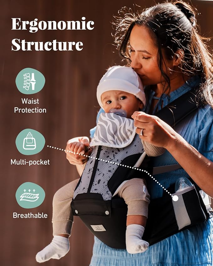 Baby Carrier, MOMTORY Safety-Certified 6-in-1 Baby Carrier Newborn to Toddler, Adjustable Detachable Infant Baby Hip Seat Carrier for 7-50lbs, All Seasons, Perfect for Shopping Travelling