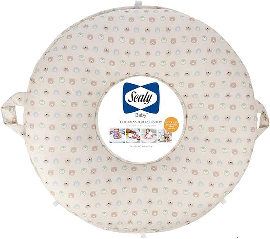 SEALY BABY Children's Floor Cushion, Kids, Toddler Play Mat & Soft Lounger (Animal Faces & Beige)