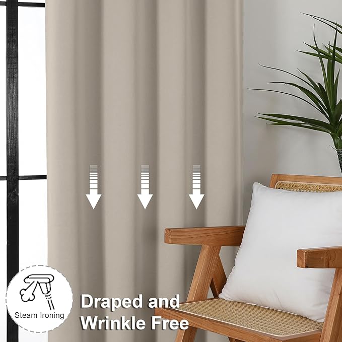 Simplebrand Ava Stone Short 36 Inches Blackout Curtain 2 Panels Set, Half Window Rod Pocket Privacy Curtain Tiers for Kitchen, Curtains Blackout for Bathroom Shades, W40 x L36 Inch, Stone