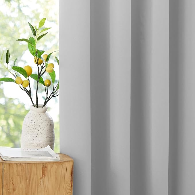 NICETOWN 100% Blackout Curtains 96 inches Long, Grommet Portable Blackout Travel Window Treatment Thermal Curtains Energy Saving for Bedroom/Home Theater, Off White W52 x L96, 2 Panels