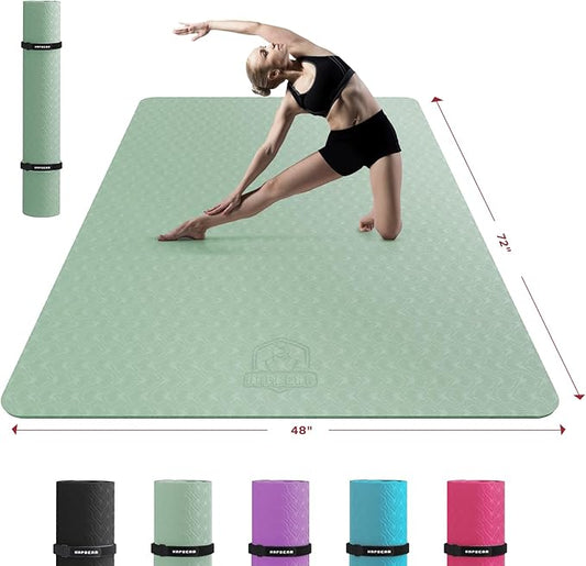 HAPBEAR Extra Large Yoga Mat - 72"x48"/78"x54", 1/4" & 1/3" Thick, Non-Slip, Durable, Eco-Friendly, Wide Exercise Mat for Home Workouts, Yoga, Pilates, Stretching, Meditation (Barefoot Exercise)
