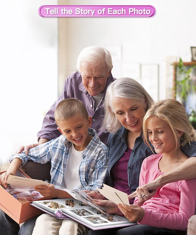 Popotop Photo Album Self Adhesive Scrapbook Album for 4x6 5x7 8x10 Pictures DIY Photo Book as Scrapbooking Supplies Kits, Birthday Gifts for Women Mom Wedding Baby Family Travel