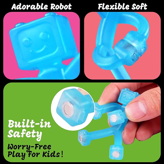 12 PCS Magnetic Travel Toys for Kids, Creative, Portable and Educational, Magnetic-People-Magnet-Men: Cute Robot & Funny Magnets, Small Fidget Toys for Classroom Prizes, Easter Egg Stuffers, Office