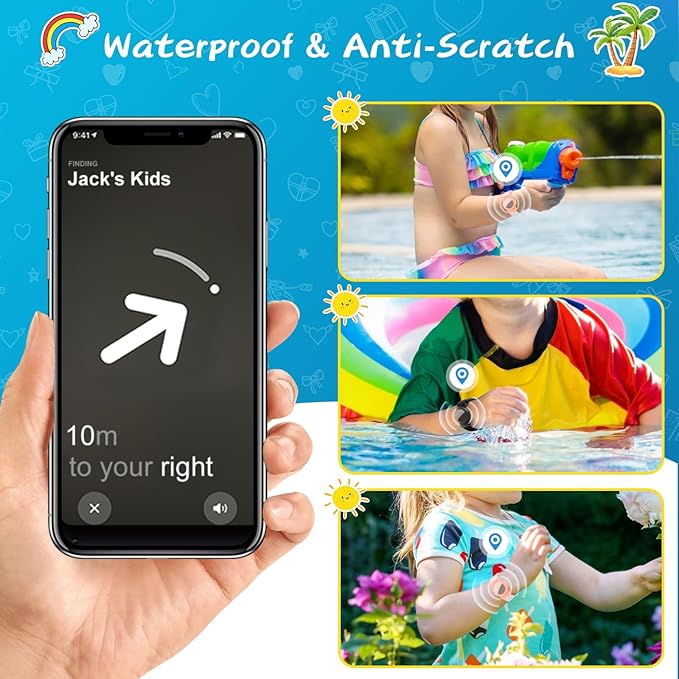 Waterproof Air Tag Bracelet for Kids (2 Pack), Soft Nylon Hidden Air Tag Wristband Full Cover Lightweight GPS Tracker Holder Compatible with Apple AirTag Band for Toddler Child (Black & Pink)