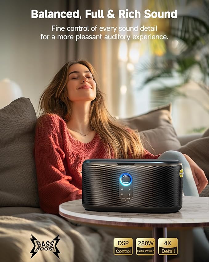 Karaoke Machine for Adults, with Lyrics Display, Karaoke System for YouTube, 280W Speaker, Autotune & EQ, Connect to TV, Portable PA System with 2 Wireless Microphones for Home Outdoor Party