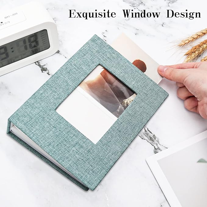 Vienrose Photo Album 4x6 100 Pages Photos Linen Cover Picture Book with Front Window for Baby Wedding Children