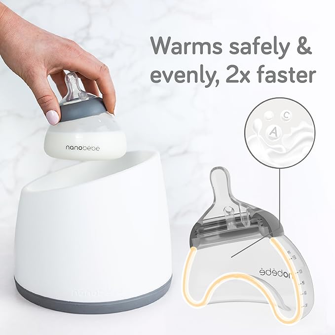 Nanobebe Breastmilk Bottle, Breastfeeding Newborn Breast Like, Anti Colic, Perfect Latch, Preserves Breast Milk nutrients, Twin-Pack Grey