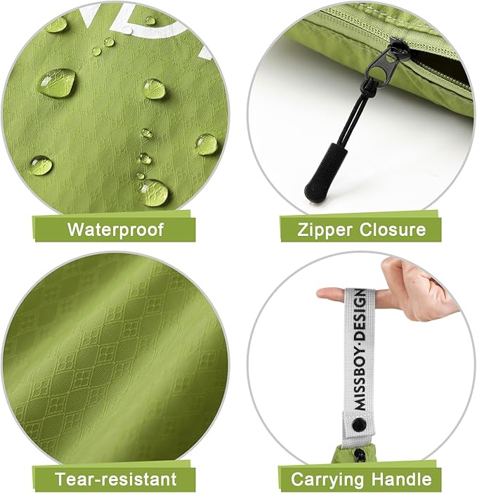 MissBoy 2 Pack Laundry Bags, Nylon Washable Wet Dry Bag, Travel Laundry Bags for Dirty Clothes, Dirty Clothes Organizer Bag for Home, College Dorm Laundromat