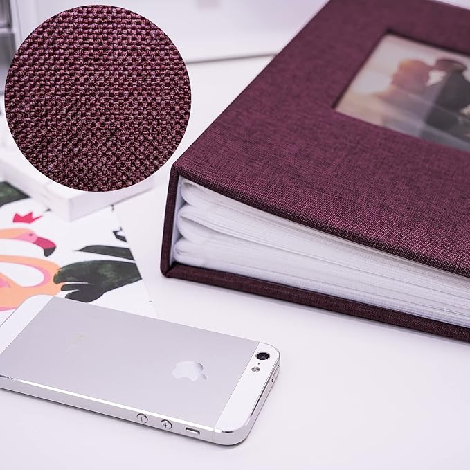 Vienrose Linen Photo Album 420 Pockets for 4x6 Photos Fabric Cover Photo Books Slip-in Picture Albums for Wedding Baby Vacation