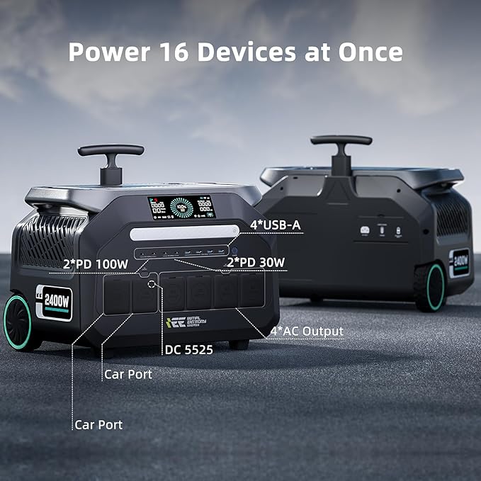 IEE P2400 Solar Generator,2400W/2048Wh Solar power station,1800W Super Fast Charging, LiFePO4 (LFP) Battery,APP Control Emergency Power Station for Home, Camping, RV and Power Outages