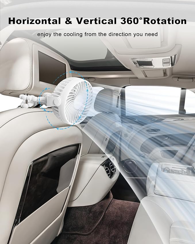 Stroller Fan Clip on for Baby, 4000mAh Rechargeable Battery Operated, Flexible Tripod, 3 Wind Speed, 360° Rotatable, Small Portable Fan for Car Seat Crib Golf Cart Bike Beach Travel, White