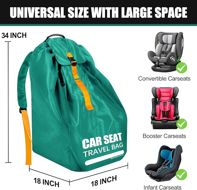 Car Seat Travel Bag for Airplane, Large Car Seat Bags for Air Travel with Comfort Padded Straps, Gate Check Storage Bag/Backpack for Carseat Airport, Carseat Cover Travel - Baby Travel Essential