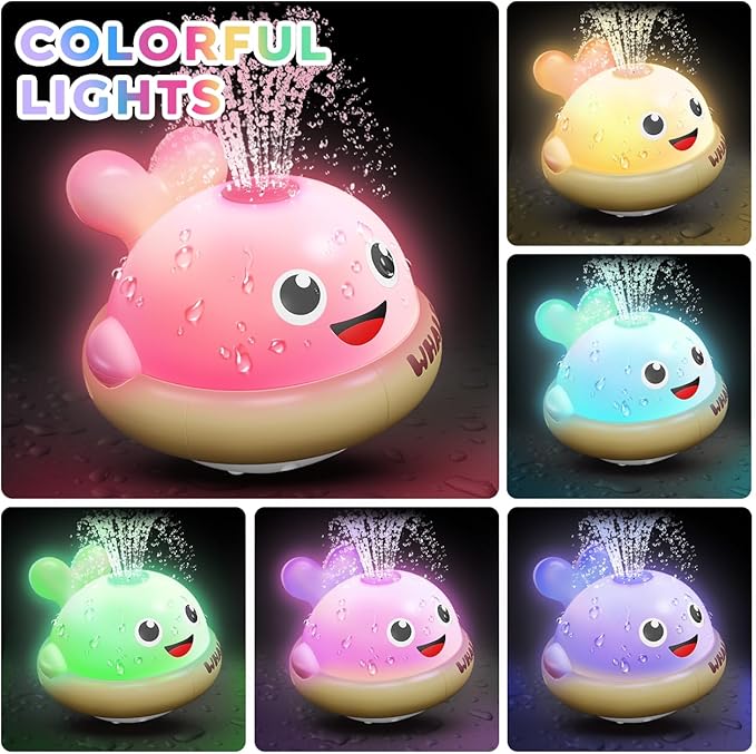 Light up Baby Bath Toys: Whale Bath Toy Sprinkler, Bath Toys for Kids Ages 1-3, Bathtub Outdoor Water Pool Toys for Toddlers 1 2 3 Year Old, Birthday Gift for Boys & Girls