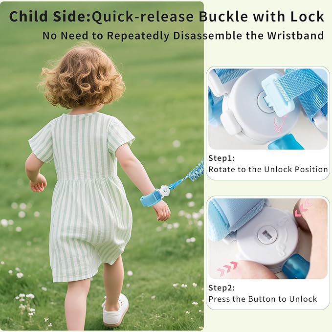 Safety Anti Lost Wrist Link for Kids with Key Lock, Reflective Child Walking Harness, Kid Wrist Leash Autism Safe Bracelet for Boys & Girls Toddlers Leash for Supermarket Amusement Park Zoo Travel