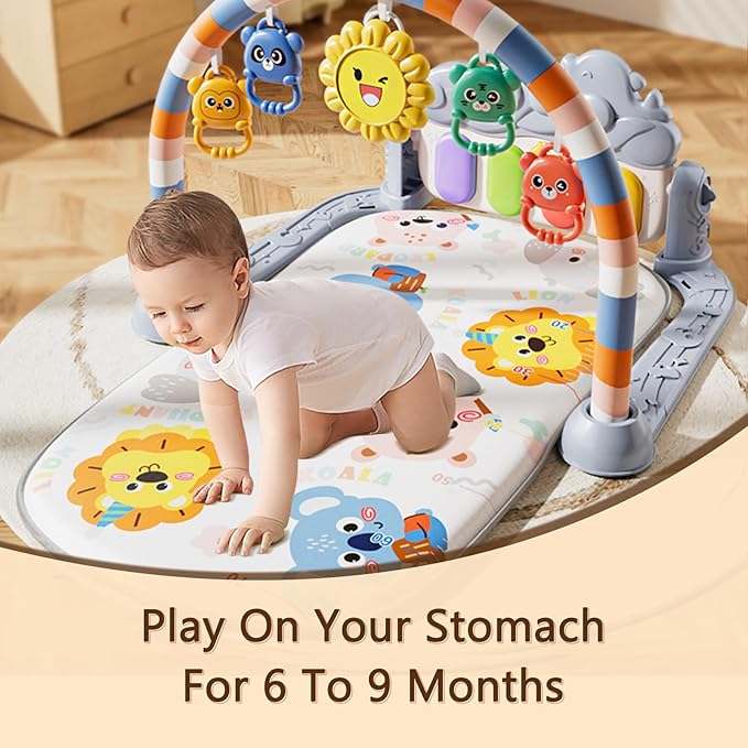 Alive Lovely Baby Gyms Play Mats, Musical Activity Center Baby Piano Gym Mat, Music and Lights Tummy Time Padded Mat for Newborn Newborn 0 to 3 6 9 12 Months