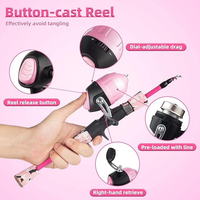 Kids Fishing Pole Kit Set，Portable Telescopic Fishing Rod and Reel Combo Full Kits for Boys, Girls, Beginner, Youth