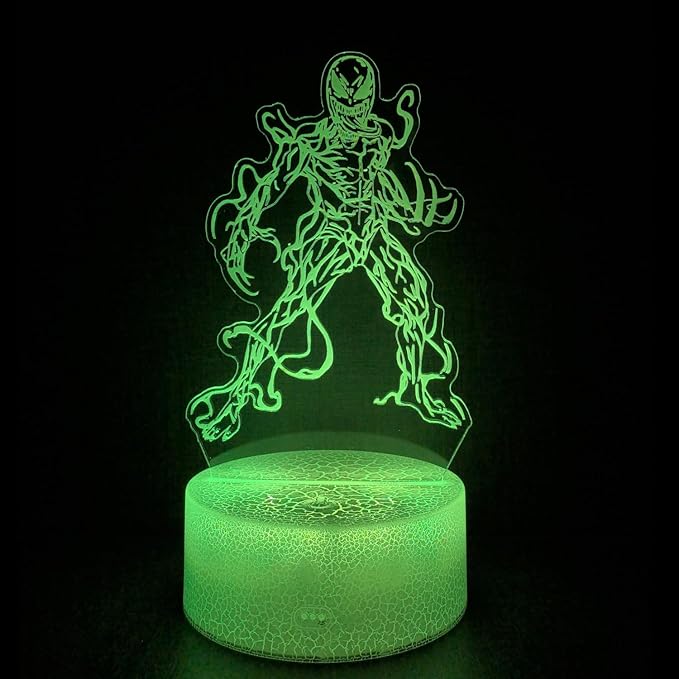 3D Alien Night Light, Super Hero Illusion Table Lamp with 16 Colors Remote Control Touch Lamp LED USB Night Light Desk Lamps Room Decorations Home Decor Holiday Gifts Birthday Gifts