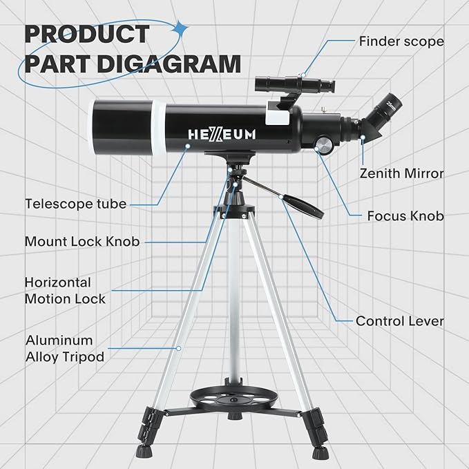 Telescope for Adults & Beginner Astronomers - 80mm Aperture 600mm Fully Multi-Coated High Transmission Coatings with AZ Mount Tripod Phone Adapter, Carrying Bag, Wireless Control.