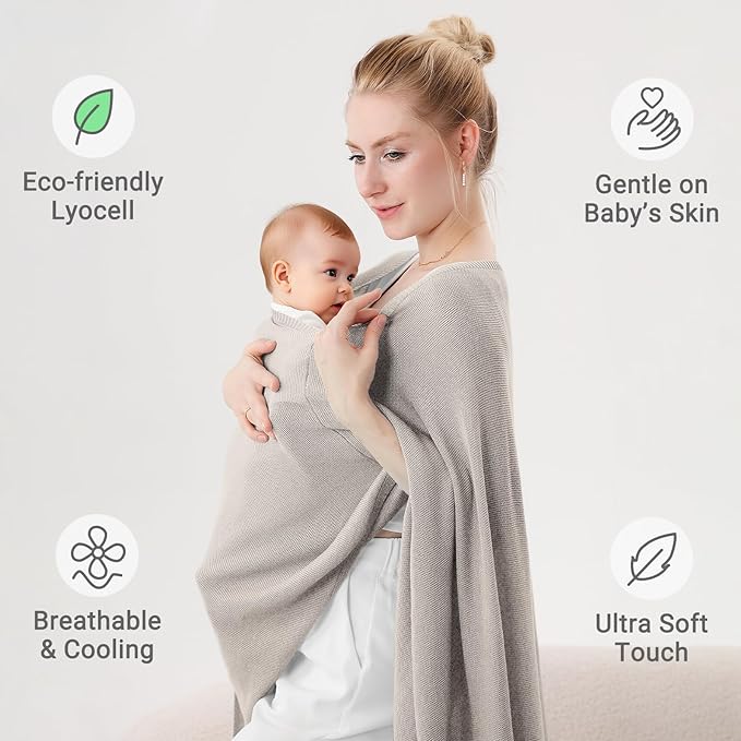 Nursing Cover for Breastfeeding – Privacy Breast Feeding Covers for Women – Soft Lyocell Fabric, Lightweight & Breathable – Multi-Use Scarf, Shawl, Baby Blanket – One Size – with Laundry Bag