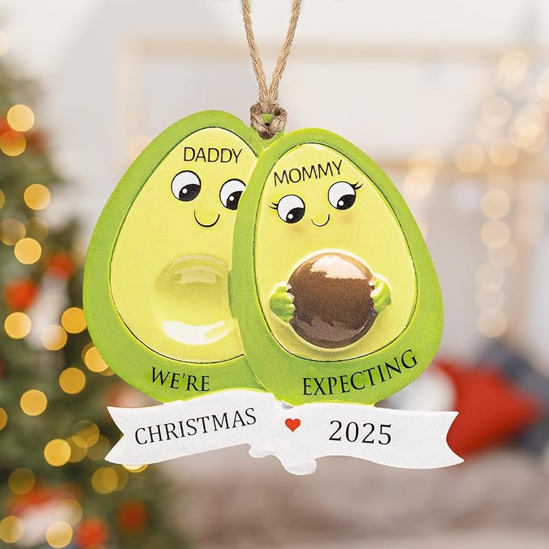 Pregnancy Ornament for Expecting 2025, Cute Avocado Ornaments for Christmas Tree, Baby Bump Ornament Gift, Christmas Ornaments 2025, Baby Coming Soon, Pregnancy Announcement Keepsake, Baby Gifts
