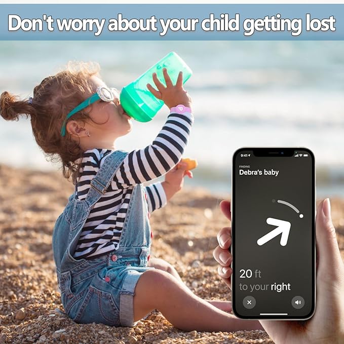 Waterproof Bracelet for AirTag Kids, Personalized Initial Letter Hidden Holder Compatible with Air Tag, Silicone Case for Airtag Adjustable Anti-Lost GPS Tracker for Toddler Child Elder, P