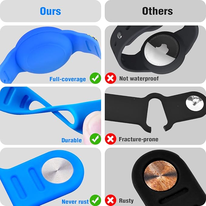 2 Pack AirTag Bracelet for Kids, Waterproof Cute Cartoon Air tag Holder for Kids with Watch Band Design, Full Coverage Silicone Airtag Hidden Accessories for Child, Healthy Material Brown + Grey