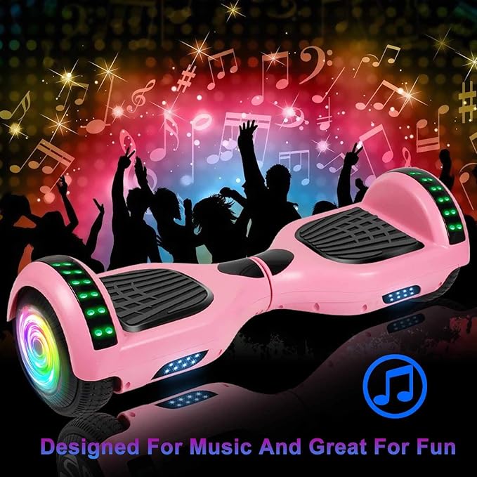 SISIGAD Scooters for Kids Ages 6-12, with Built-in Bluetooth Speaker and 6.5" Colorful Lights Wheels, Safety Certified Self Balancing Scooter Gift for Kids