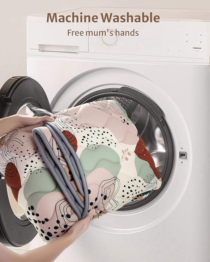 Blissful Diary Portable Baby Play Mats for Floor, Thicker Cushioned Foldable Baby Crawling Mat for Indoor Outdoor, Modern Abstract 43" X 43"